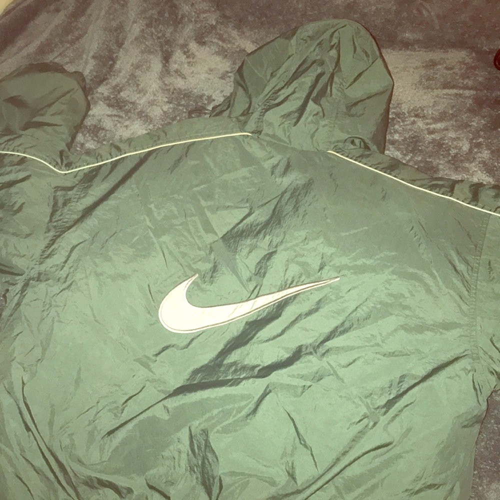 90s Vintage Nike Green Gray Running Track Jacket